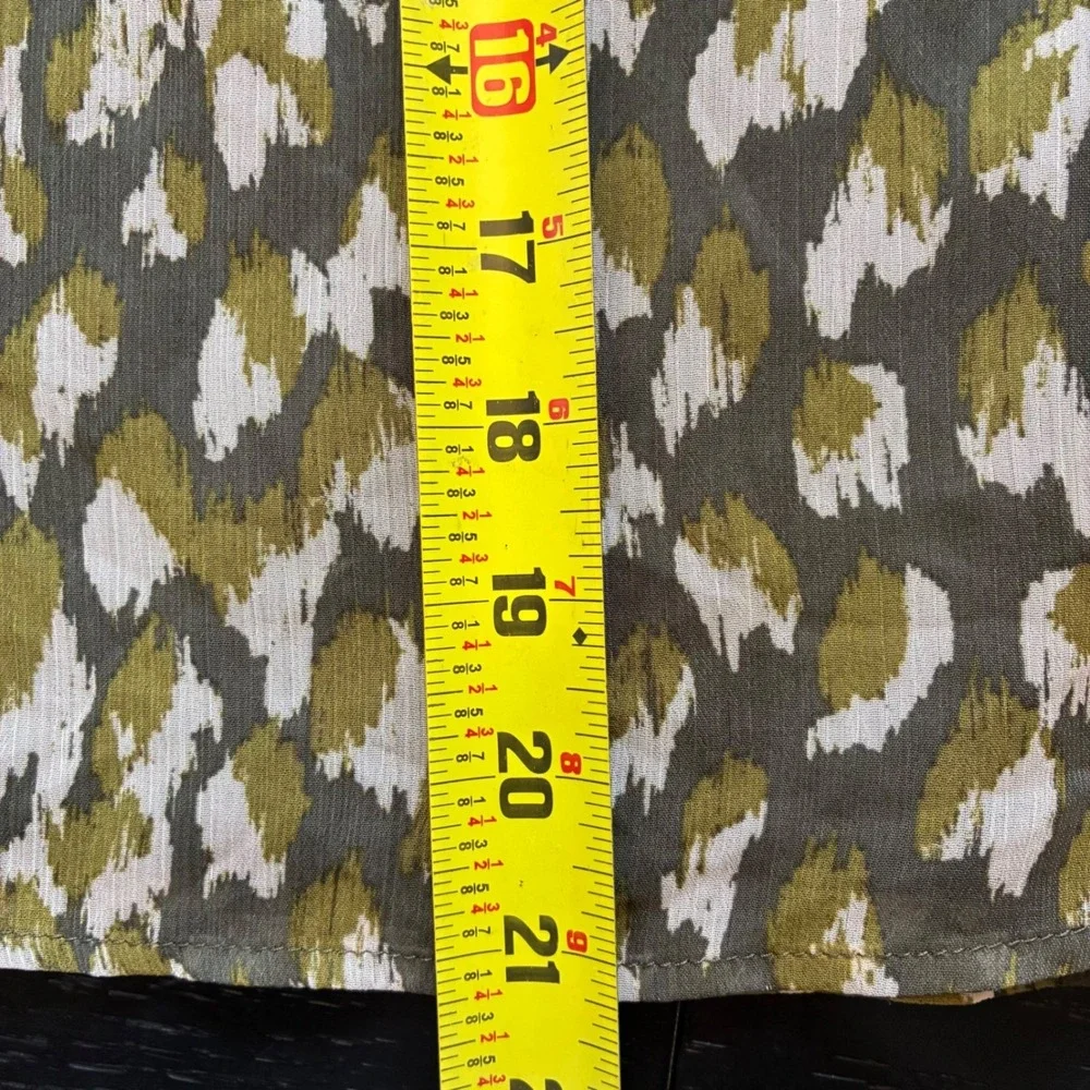 Banana Republic XLT Green Print Lined Skirt Elastic Waist‎ Pull On Artsy Flowy